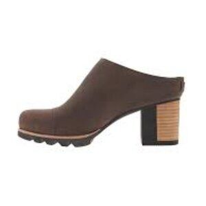 Sorel Addington Mules 10 women shoes stacked heel brown leather